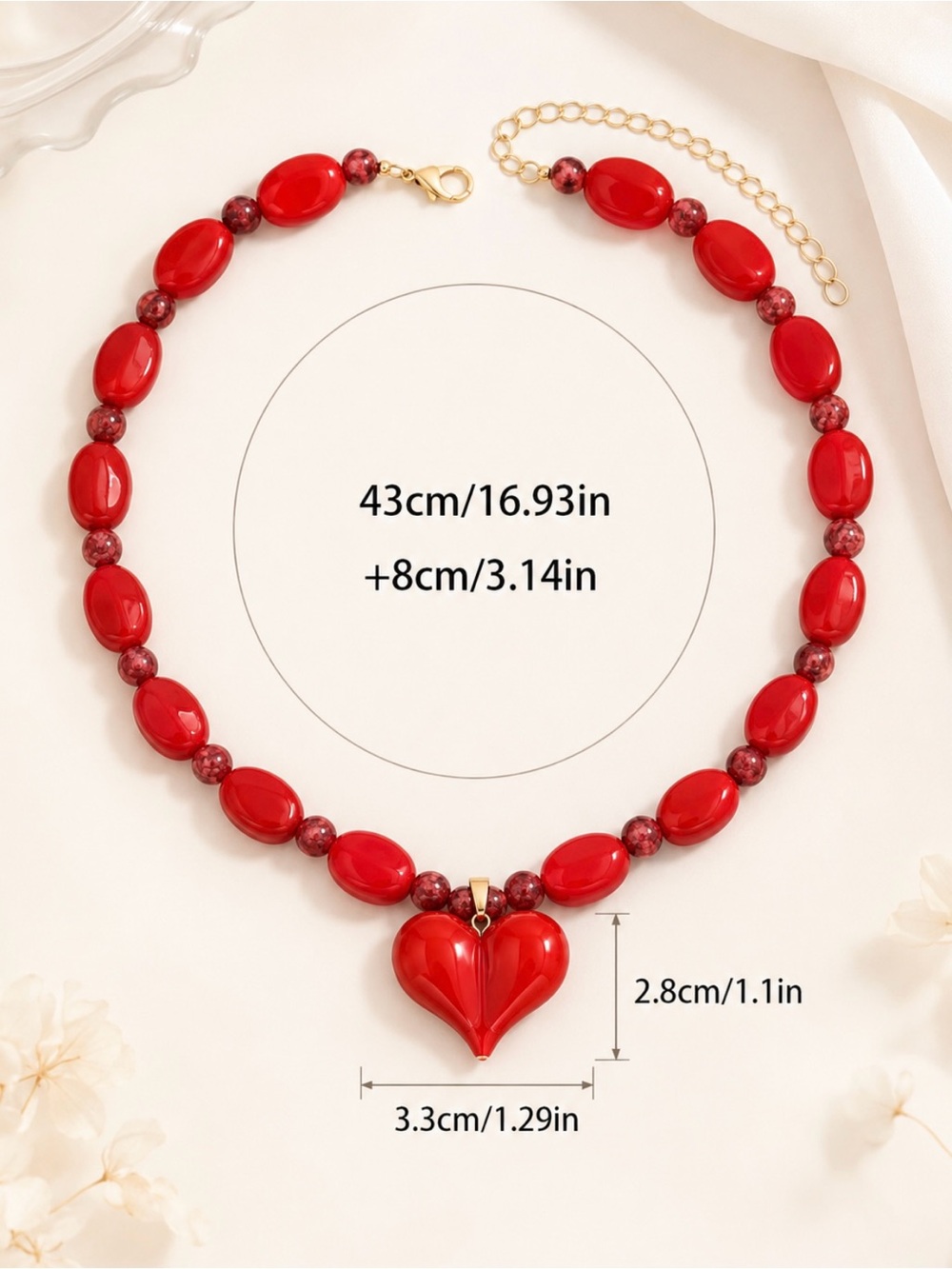 NEW! Red Heart Beaded Necklace ❤️ - Picture 3 of 4